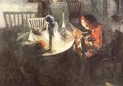 Carl Larsson The Ribbon Weaver France oil painting artist